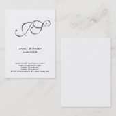 トレンディーモダンプレーンシンプルホワイトグレーモノグラム 名刺 (正面/裏面)