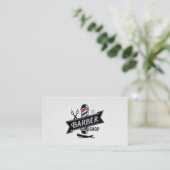 トレンディーモダンプロフェッショナル理容師ショップヘアサロン 名刺 (スタンド正面)