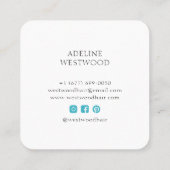 トレンディーモダンヘア&メイクアップアーティストブルー スクエア名刺 (裏面)