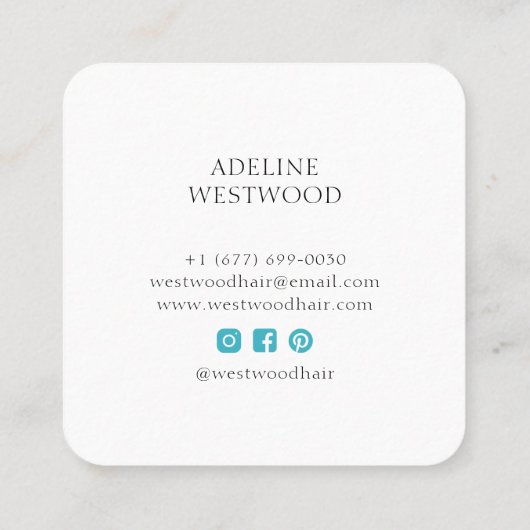 トレンディーモダンヘア&メイクアップアーティストブルー スクエア名刺 (裏面)