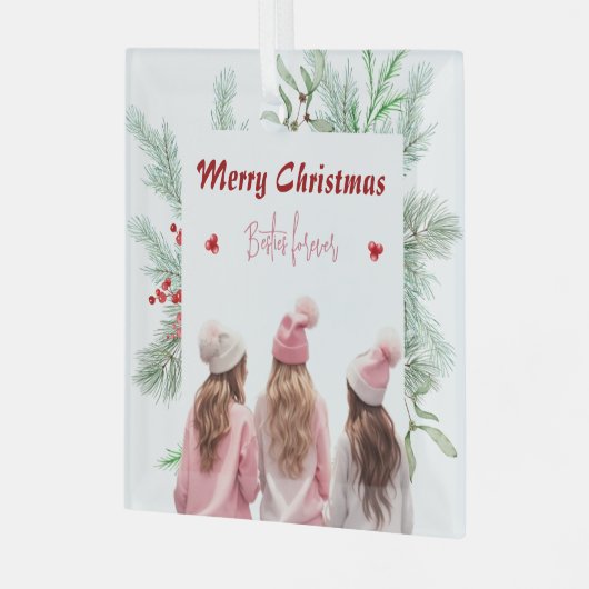 トレンディーモダンベスティーズ永遠BFFメリークリスマス ガラスオーナメント (正面左)