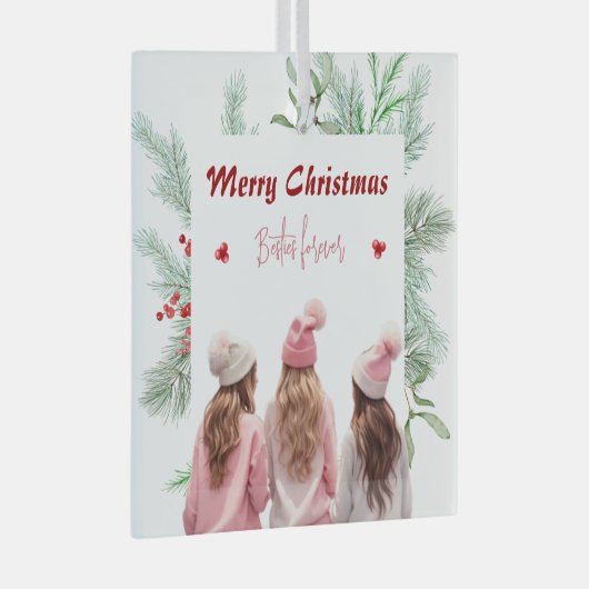 トレンディーモダンベスティーズ永遠BFFメリークリスマス ガラスオーナメント (正面右)