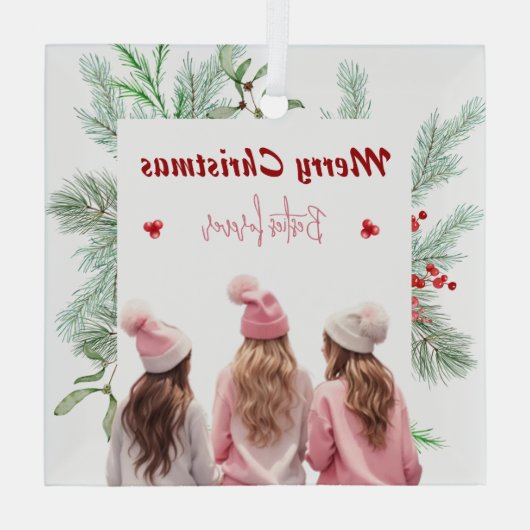 トレンディーモダンベスティーズ永遠BFFメリークリスマス ガラスオーナメント (裏面)