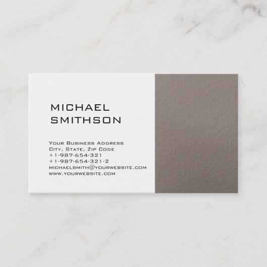 トレンディーモダンベージュストライプホワイトビジネスカード 名刺 (正面)