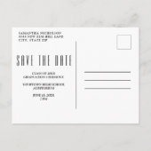 トレンディーモダンホワイト卒業4フォトコラージュ インビテーションポストカード (裏面)