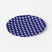 トレンディーモダンホワイト水玉模様オンダークネイビーブルー ペーパープレート (アングル)
