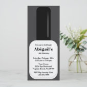 トレンディーモダンホワイト&ブラック爪、 ネイルポーランド誕生日 招待状 (スタンド正面)