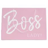 トレンディーモダンボスレディ引用文スクリプト赤面ピンク ラージペーパーバッグ (正面)