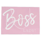 トレンディーモダンボスレディ引用文スクリプト赤面ピンク ラージペーパーバッグ (裏面)