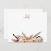 トレンディーモダンボホエレガントシックフローラモノグラム ノートカード (正面/裏面)