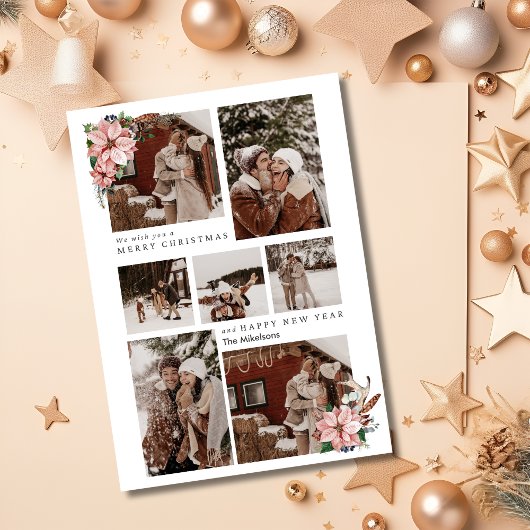 トレンディーモダンポインセチアのクリスマスカップルの写真 シーズンカード