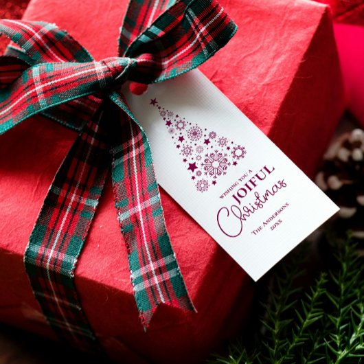 トレンディーモダンマゼンタメリークリスマススクリプト ギフトタグ