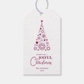 トレンディーモダンマゼンタメリークリスマススクリプト ギフトタグ (正面)