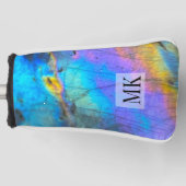 トレンディーモダンマーブルカラフルイニシャルモノグラム ゴルフヘッドカバー (正面)