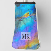 トレンディーモダンマーブルカラフルイニシャルモノグラム ゴルフヘッドカバー (回転90)