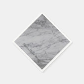 トレンディーモダンマーブルシルバーグラムウェディングパーティー スタンダードカクテルナプキン (角)