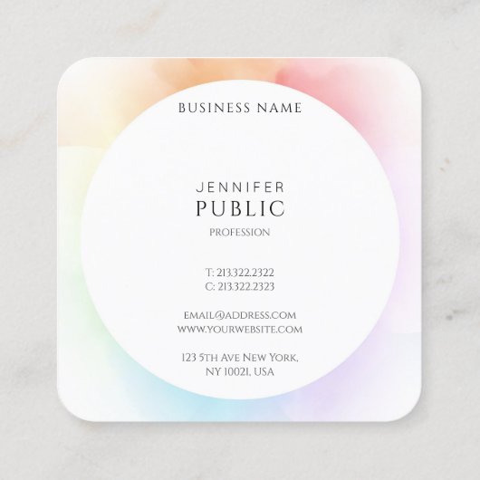 トレンディーモダンミカラフルミエレガントマルテンプレート スクエア名刺 (裏面)