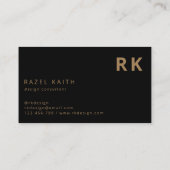 トレンディーモダンミニマリストブラック金ゴールド2モノグラム 名刺 (裏面)