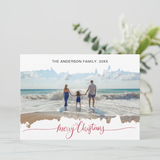 トレンディーモダンミニマルなクリスマスコラージュ写真 招待状 (スタンド正面)