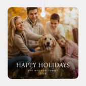 トレンディーモダンミニマルなクリスマスファミリー写真 メタルオーナメント (裏面)