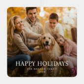 トレンディーモダンミニマルなクリスマスファミリー写真 メタルオーナメント (正面)