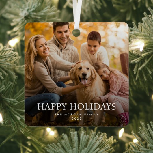 トレンディーモダンミニマルなクリスマスファミリー写真 メタルオーナメント (インサイチュ)