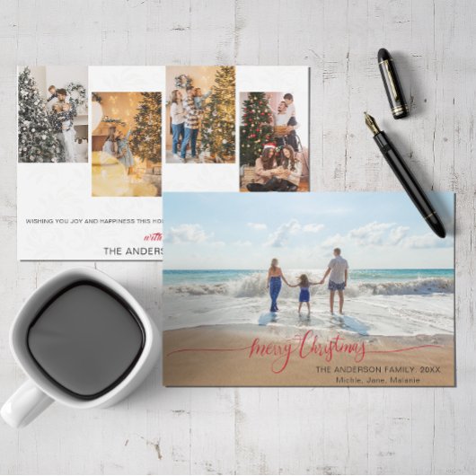 トレンディーモダンミニマルのクリスマスフォト休暇 招待状
