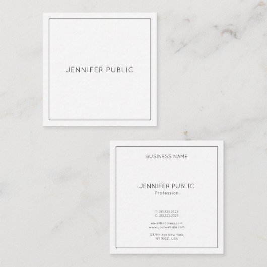 トレンディーモダンミニマルエレガントテンプレート スクエア名刺 (正面/裏面)