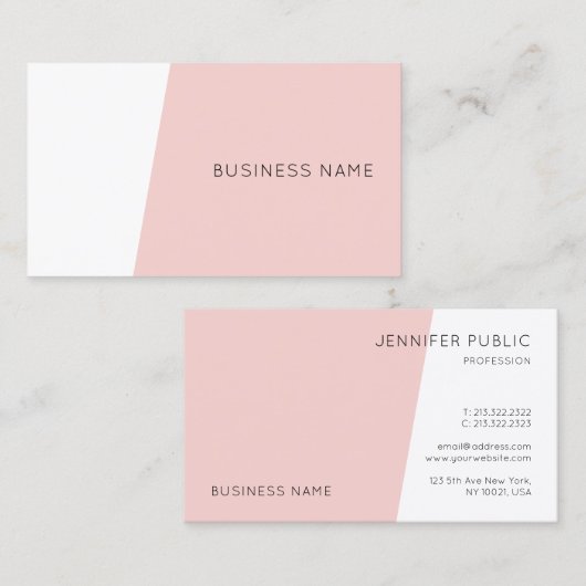 トレンディーモダンミニマルテンプレート赤面ピンク 名刺 (正面/裏面)