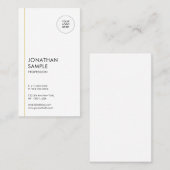 トレンディーモダンミニマルテンプレート金ゴールド白(垂直) 名刺 (正面/裏面)