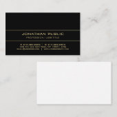 トレンディーモダンミニマルデザインブラック&金ゴールド 名刺 (正面/裏面)