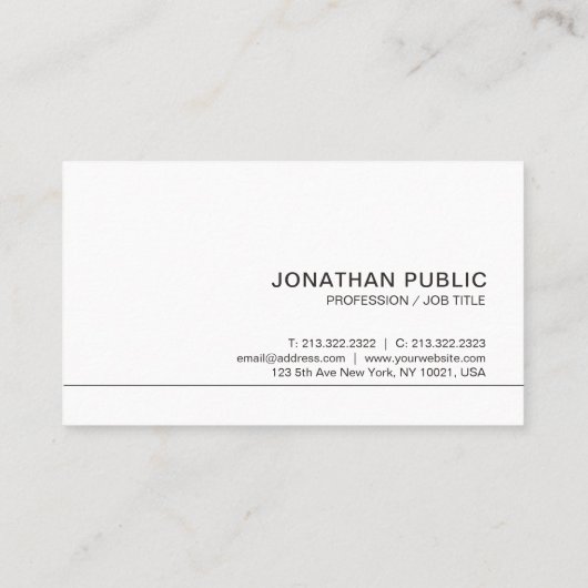 トレンディーモダンミニマルラグジュアリープレーンカンパニー 名刺 (裏面)