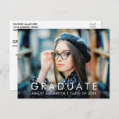 トレンディーモダンミニマル卒業写真 インビテーションポストカード (正面/裏面)