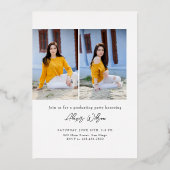 トレンディーモダンミニマル卒業招待状 箔招待状 (裏面)