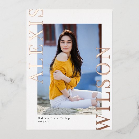 トレンディーモダンミニマル卒業招待状 箔招待状 (正面)