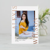 トレンディーモダンミニマル卒業招待状 箔招待状 (立ち正面)