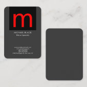 トレンディーモダンミニマル灰色ブラックレッドモノグラム 名刺 (正面/裏面)