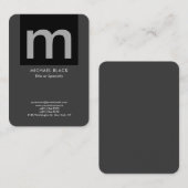 トレンディーモダンミニマル灰色モノグラムの黒 名刺 (正面/裏面)