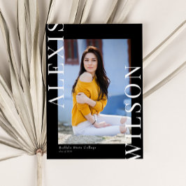 トレンディーモダンミニマル3写真卒業 招待状