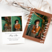 トレンディーモダンミニマル3写真卒業 招待状