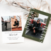 トレンディーモダンミニマル3写真卒業 招待状