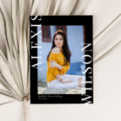 トレンディーモダンミニマル3写真卒業 招待状