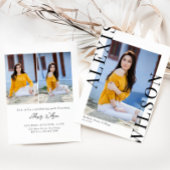 トレンディーモダンミニマル3写真卒業 招待状