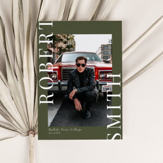 トレンディーモダンミニマル3写真卒業 招待状