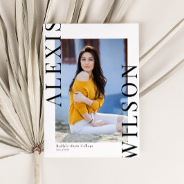 トレンディーモダンミニマル3写真卒業 招待状