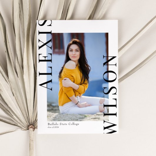 トレンディーモダンミニマル3写真卒業 招待状