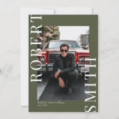 トレンディーモダンミニマル3写真卒業 招待状 (正面)