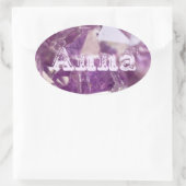 トレンディーモダンムーヴパープルアメジスト名テンプレート 楕円形シール (バッグ)