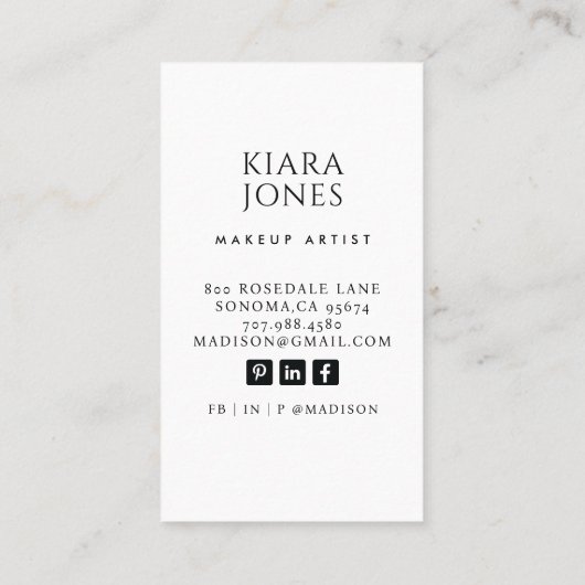 トレンディーモダンメイクアップアーティスト写真事業 名刺 (裏面)