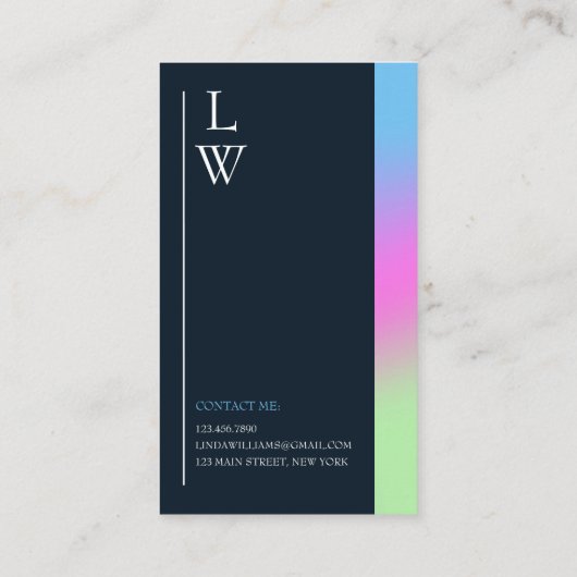 トレンディーモダンメイクアーティストグラデカラフルィション 名刺 (裏面)